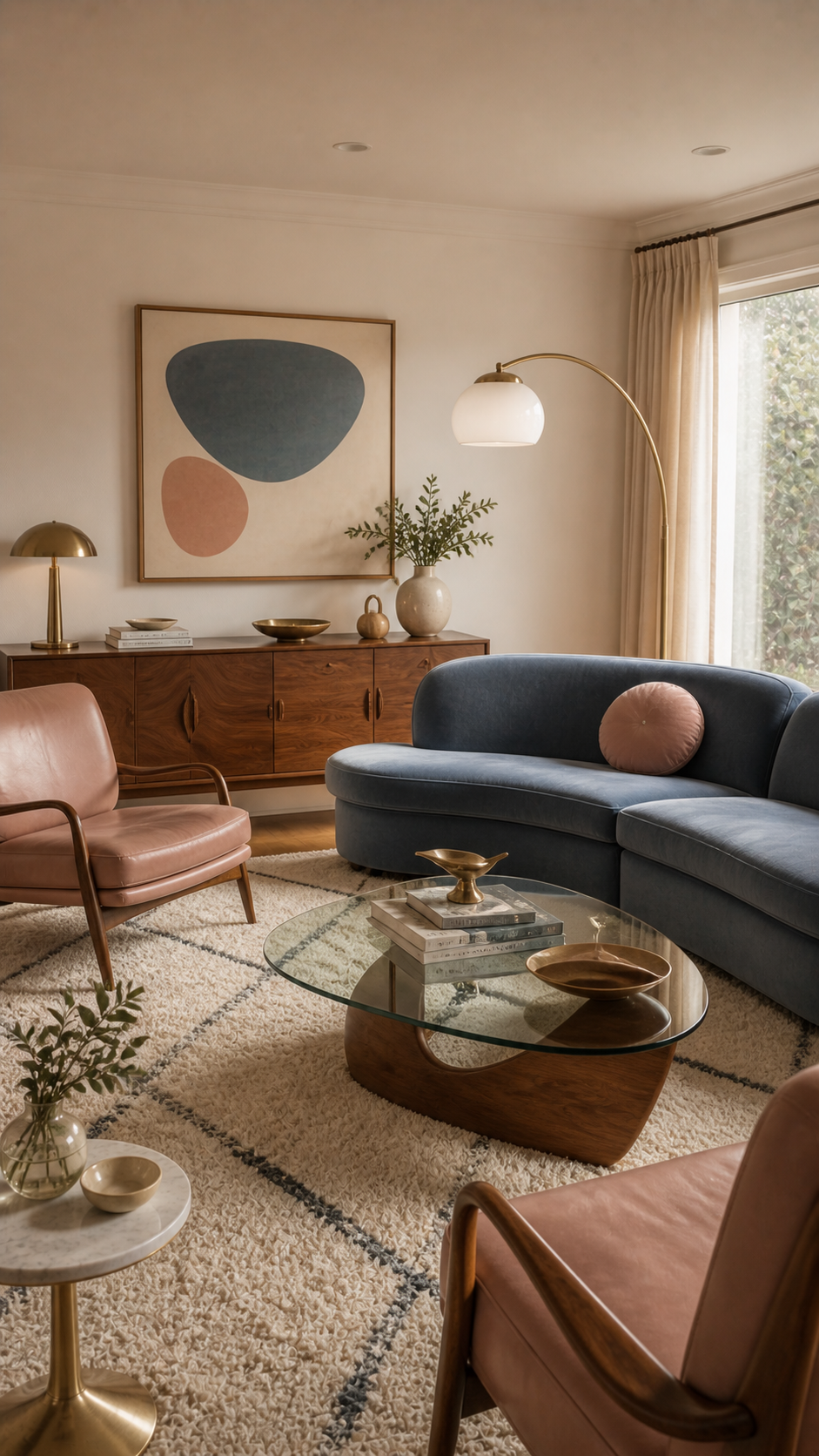 Cozy mid-century modern lounge interior
