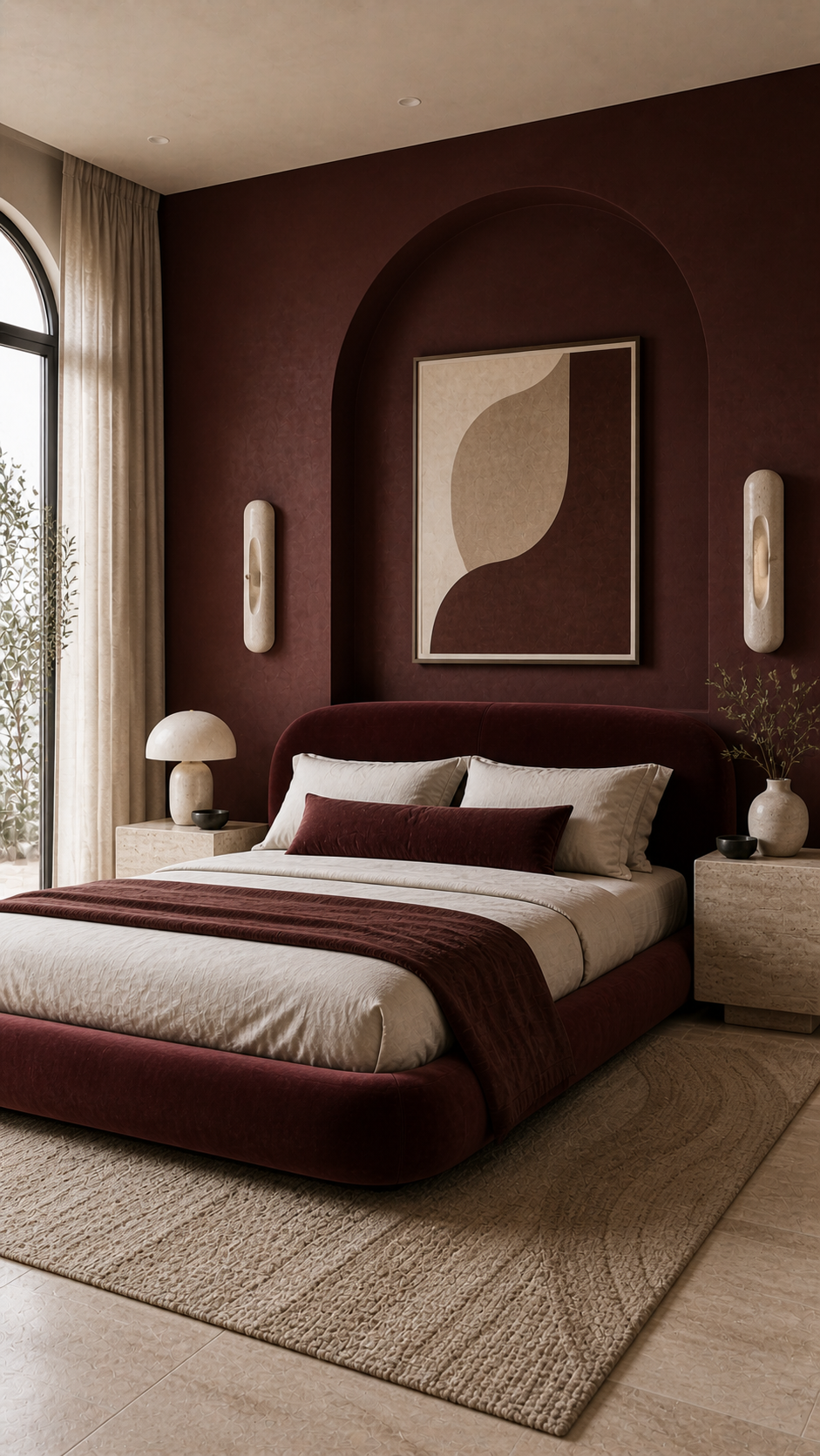 Cozy modern bedroom with sculptural elegance