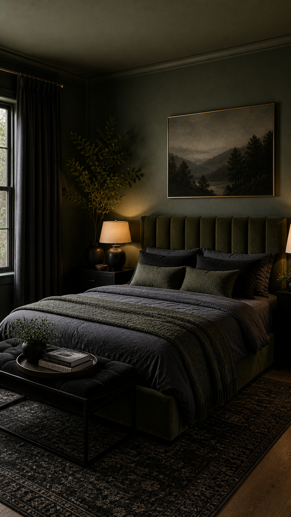 Cozy modern bedroom with warm ambiance