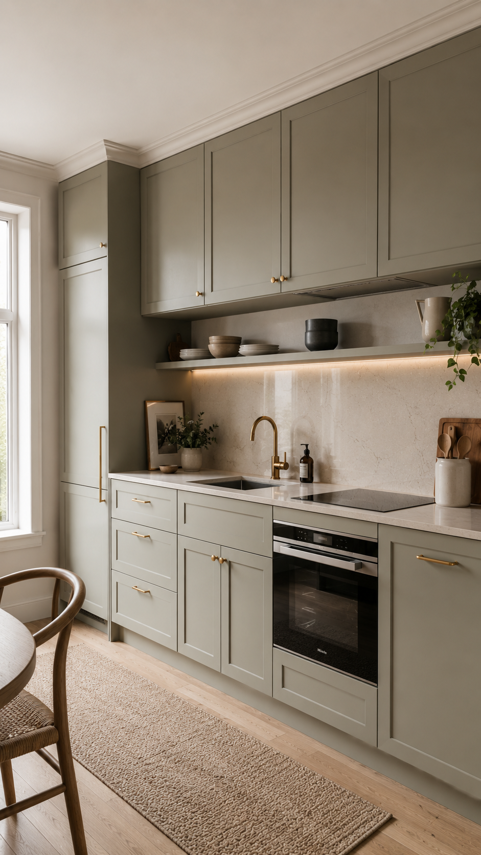 Cozy modern kitchen with brass accents