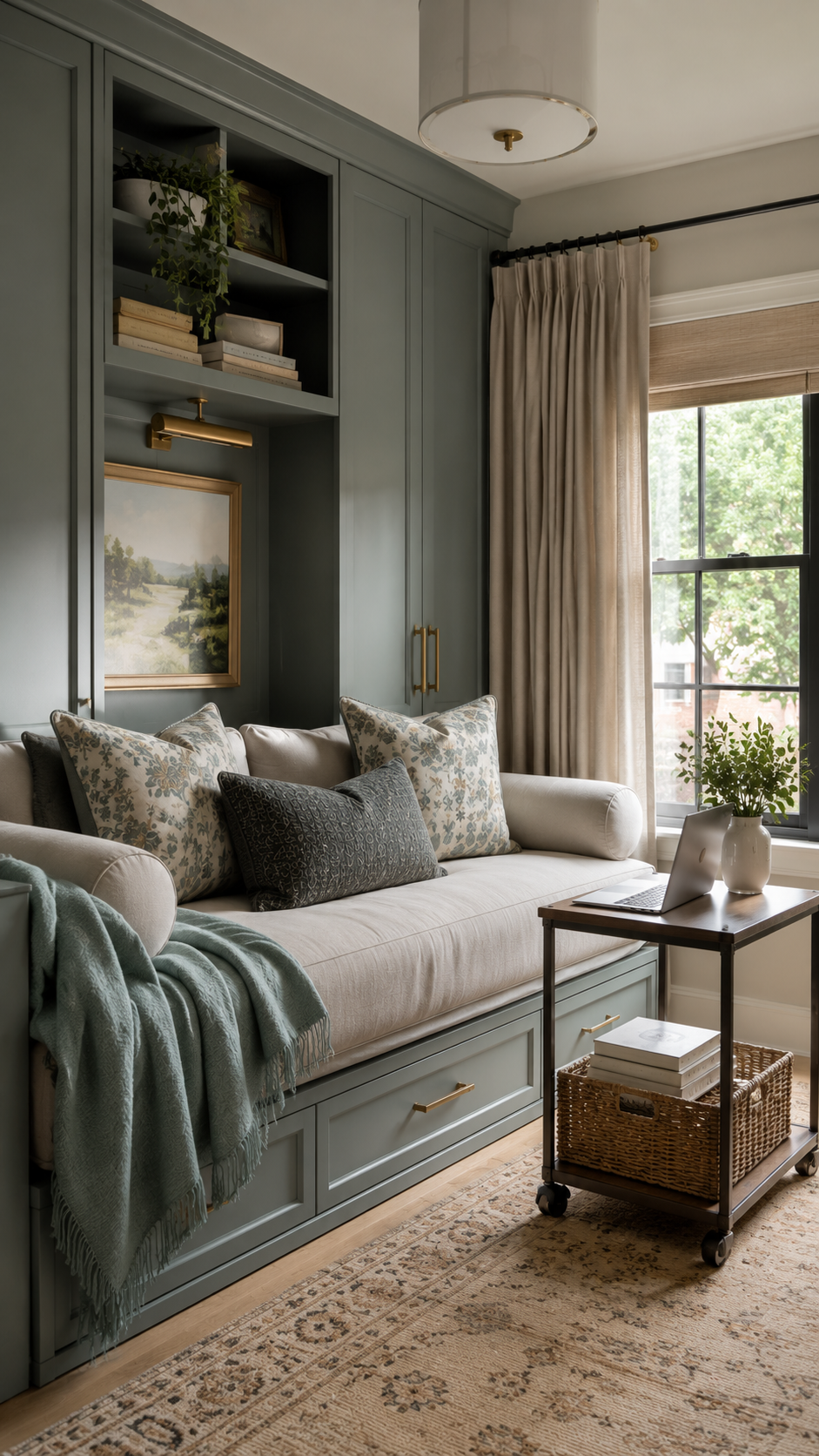 Cozy modern living room with greenery