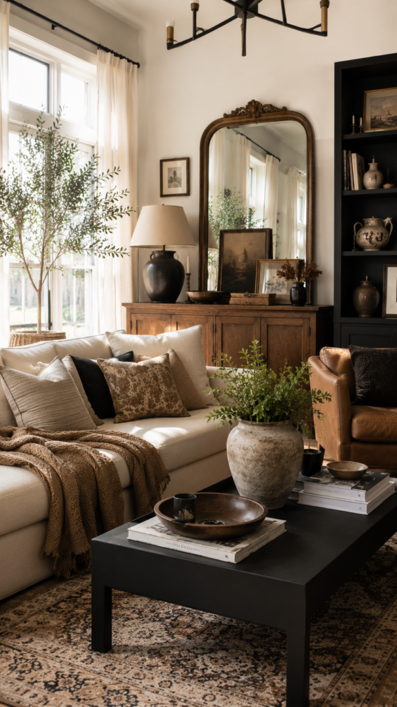 Cozy modern living room with natural light