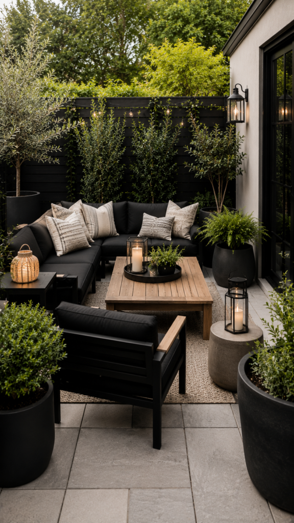 Cozy modern outdoor patio oasis