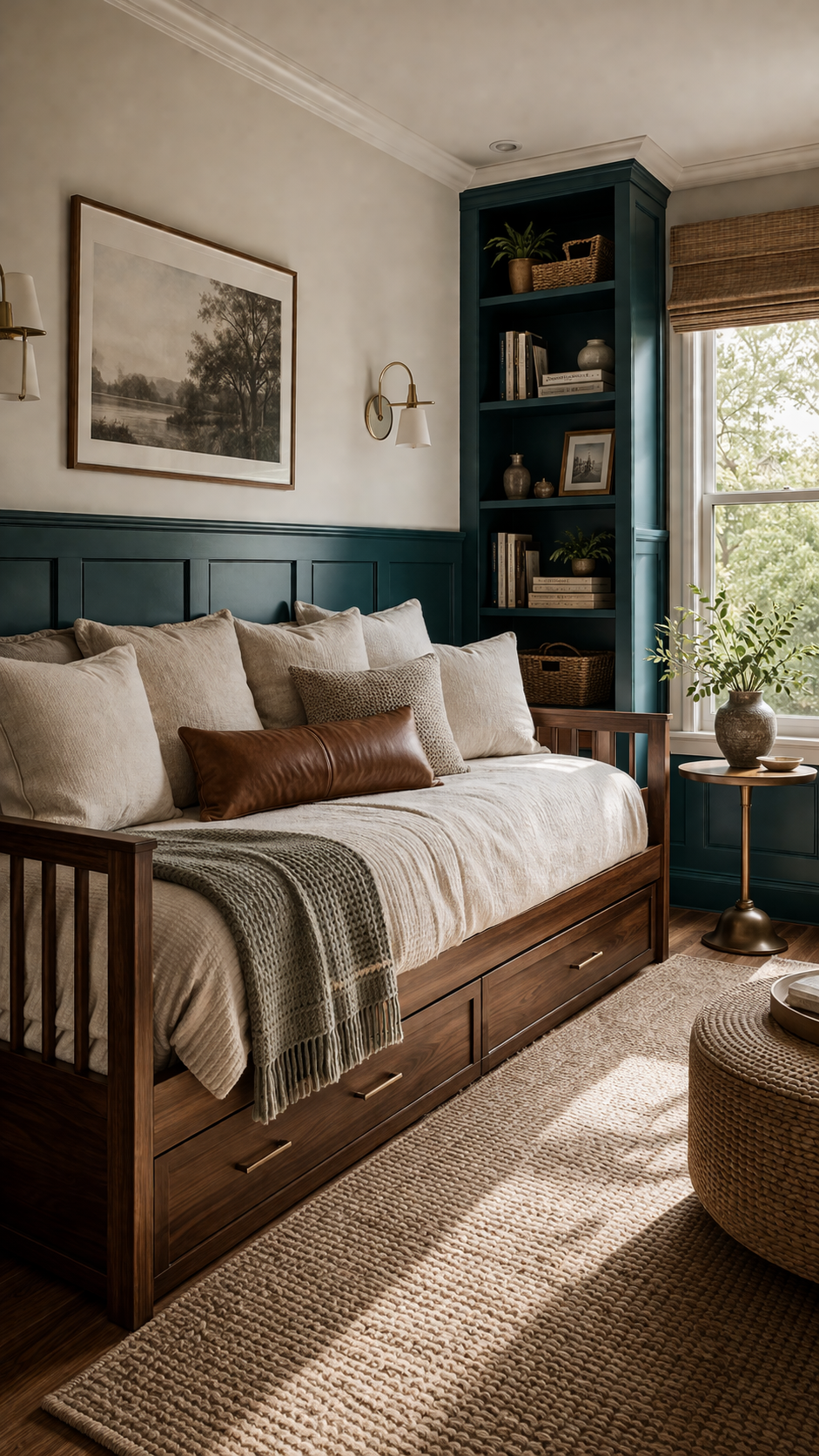 Cozy modern rustic bedroom interior
