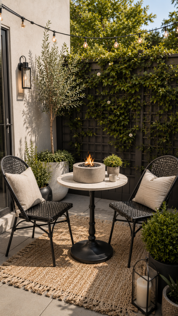 Cozy outdoor patio with fire feature