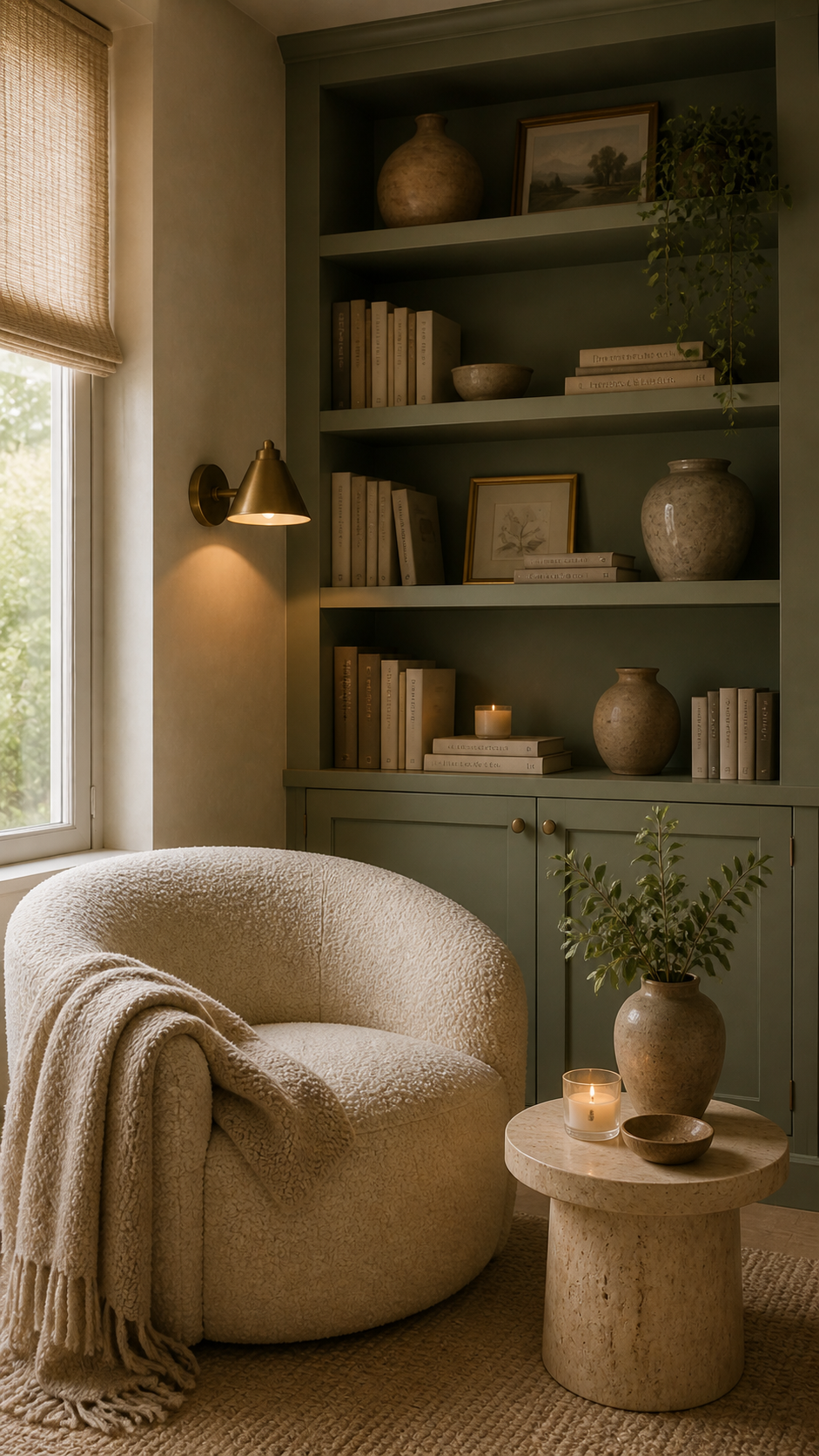 Cozy reading nook with natural light