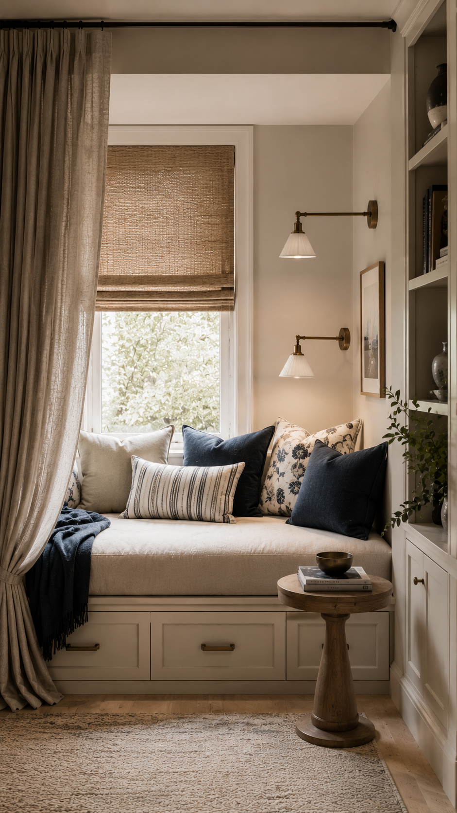 Cozy reading nook with natural light