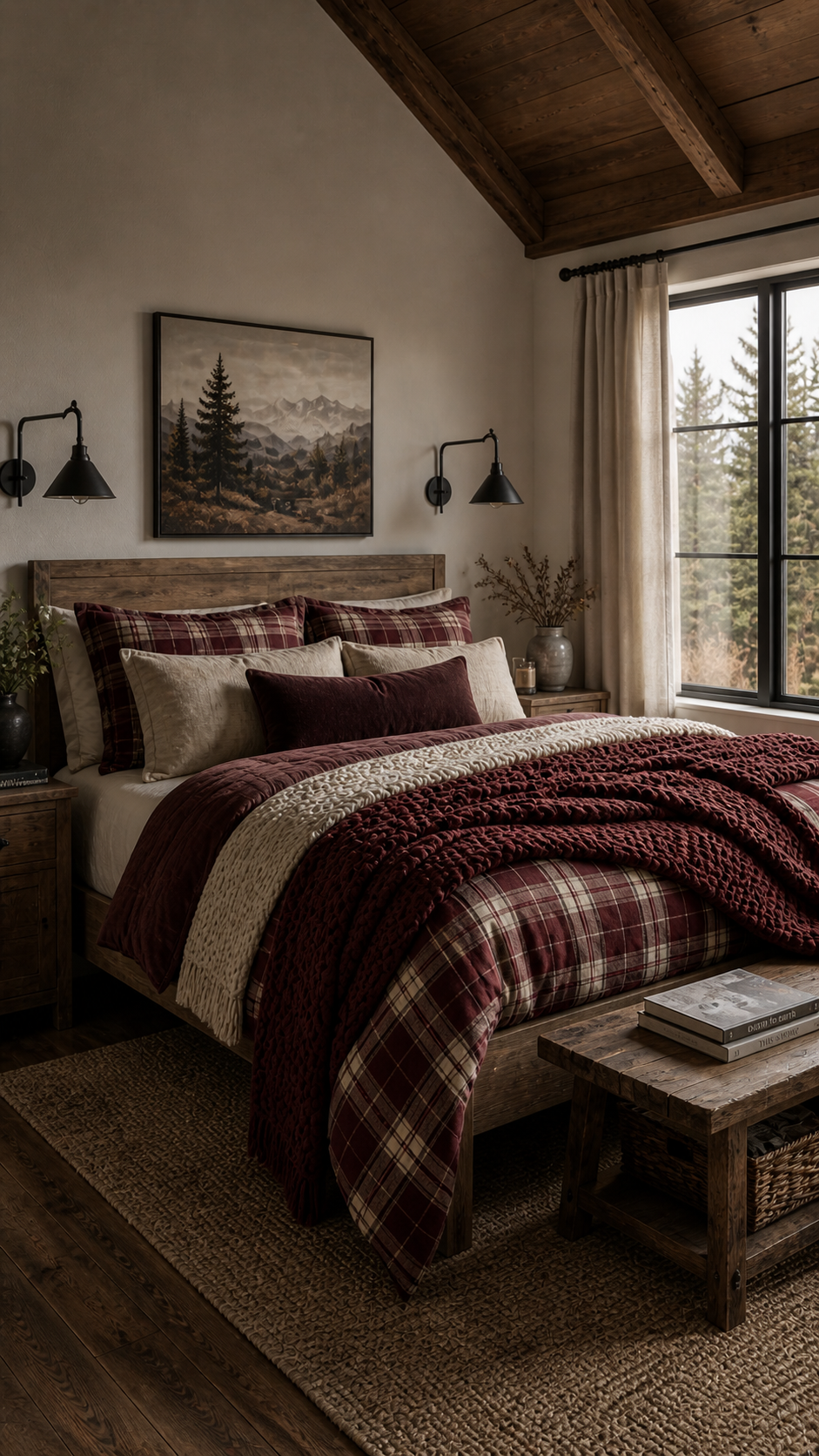 Cozy rustic bedroom with autumn warmth