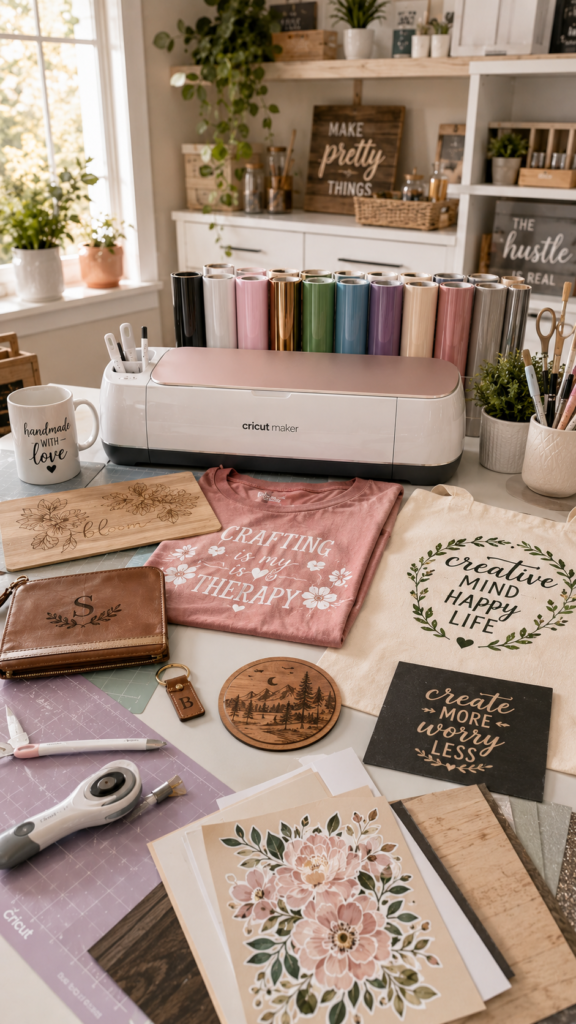 Crafting in a cozy studio workspace