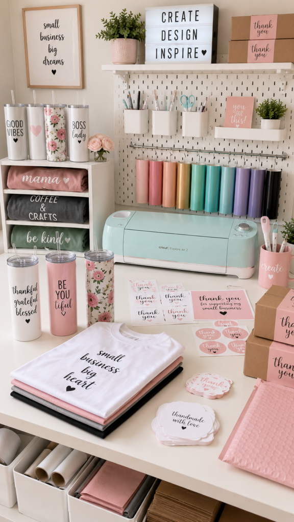 Creative and cozy small business workspace