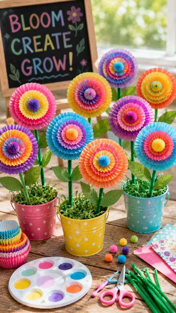 Creative flower-making craft station