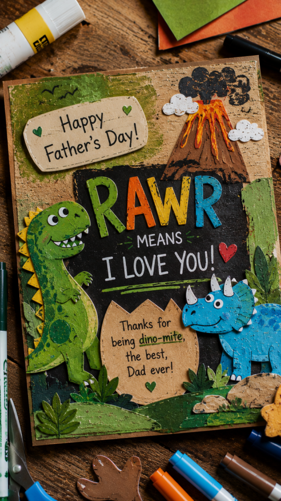 Dino-mite Father's Day craft card