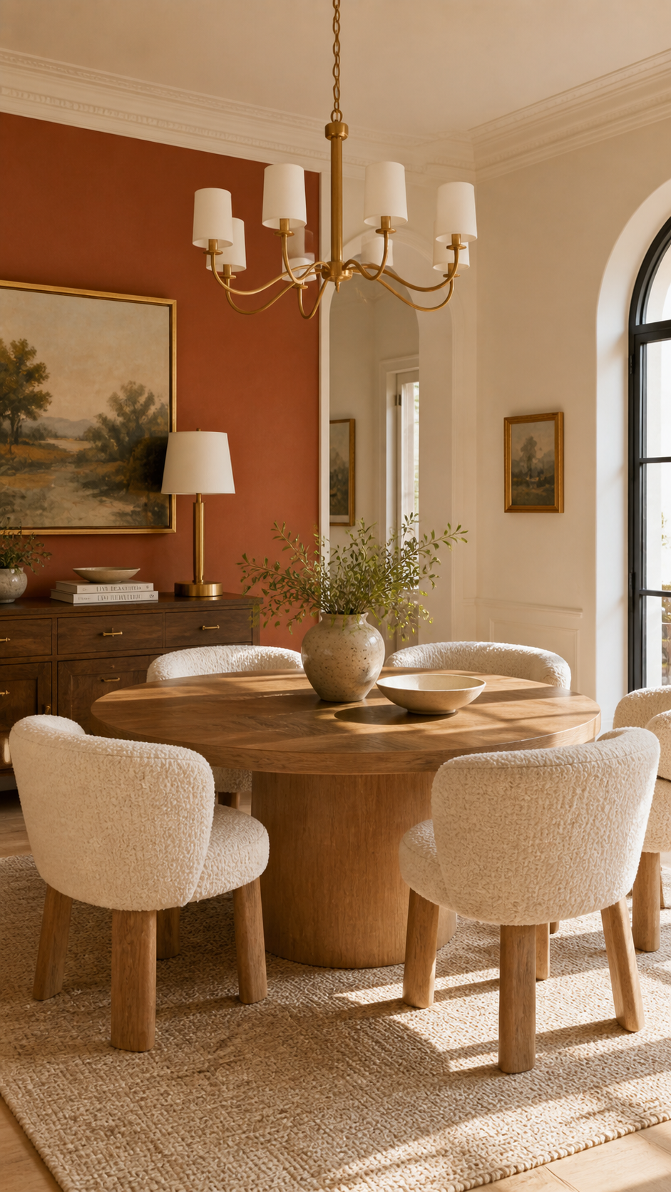 Elegant dining room with earthy tones