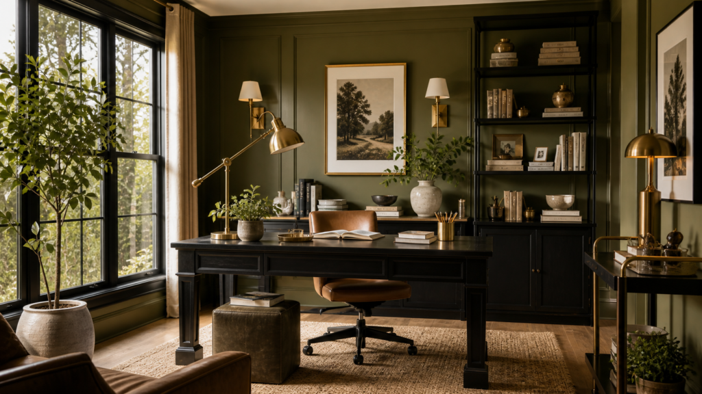 Elegant home office with modern decor - Title