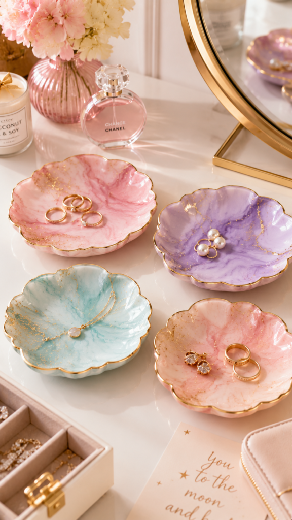 Elegant vanity with pastel accents