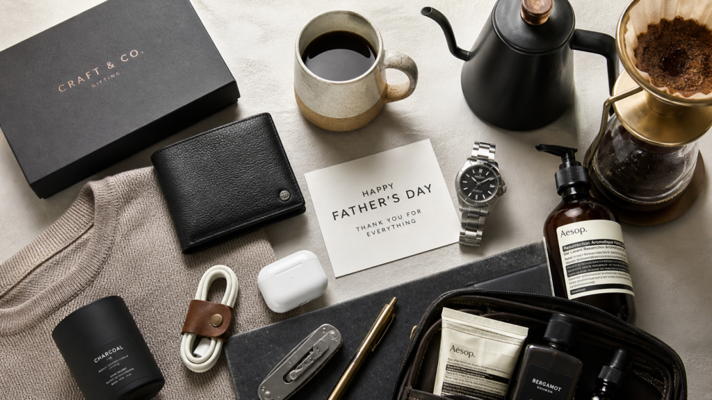 Father's Day gift set flat lay