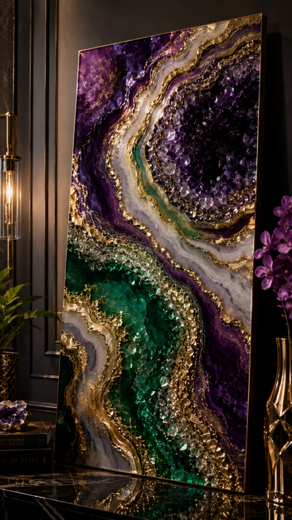 Glamorous showcase of geode art