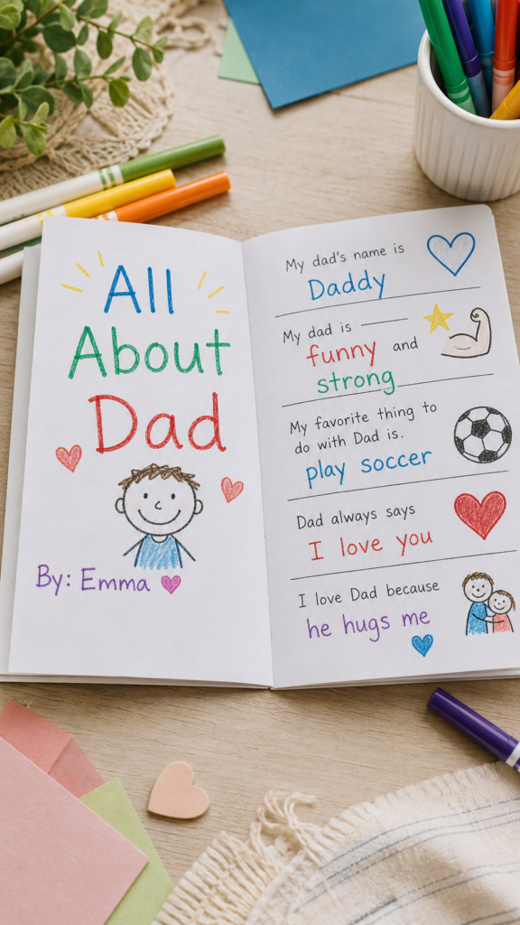 Handmade “All About Dad” booklet - Father’s Day ideas for kids