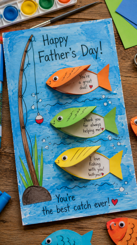 Handmade Father's Day fishing card craft