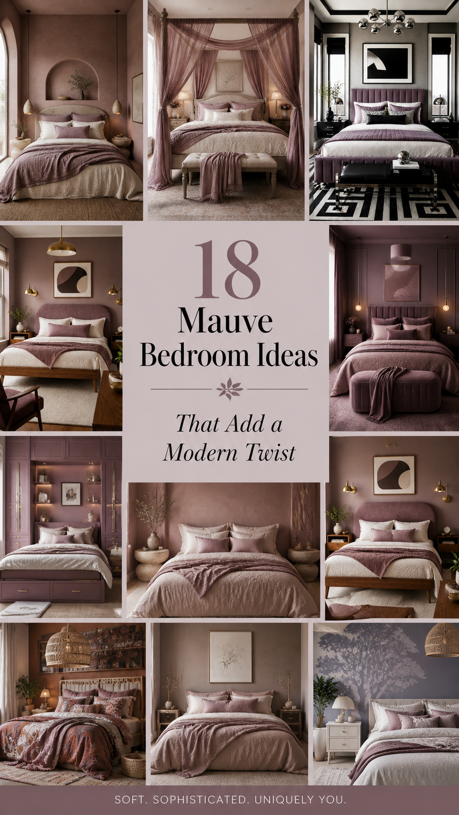 Cozy modern mauve bedroom sanctuary -title