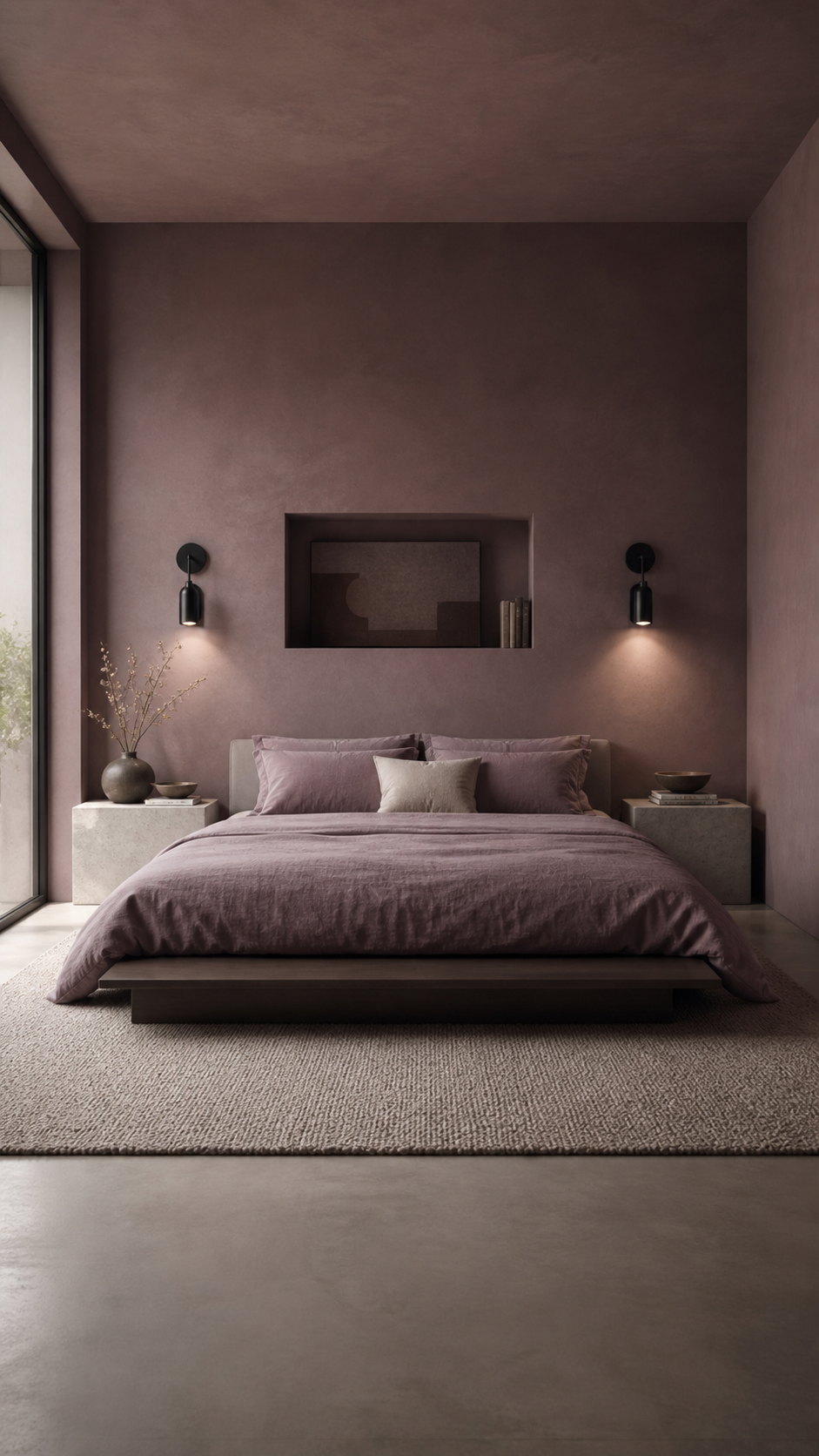 Minimalist bedroom with soft lighting