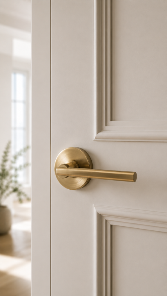 Minimalist door with brass handle