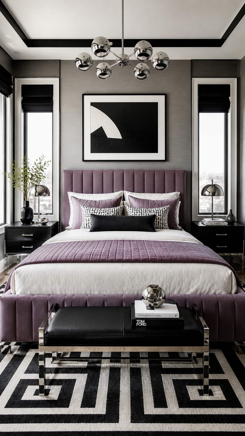 Modern chic bedroom with geometric accents