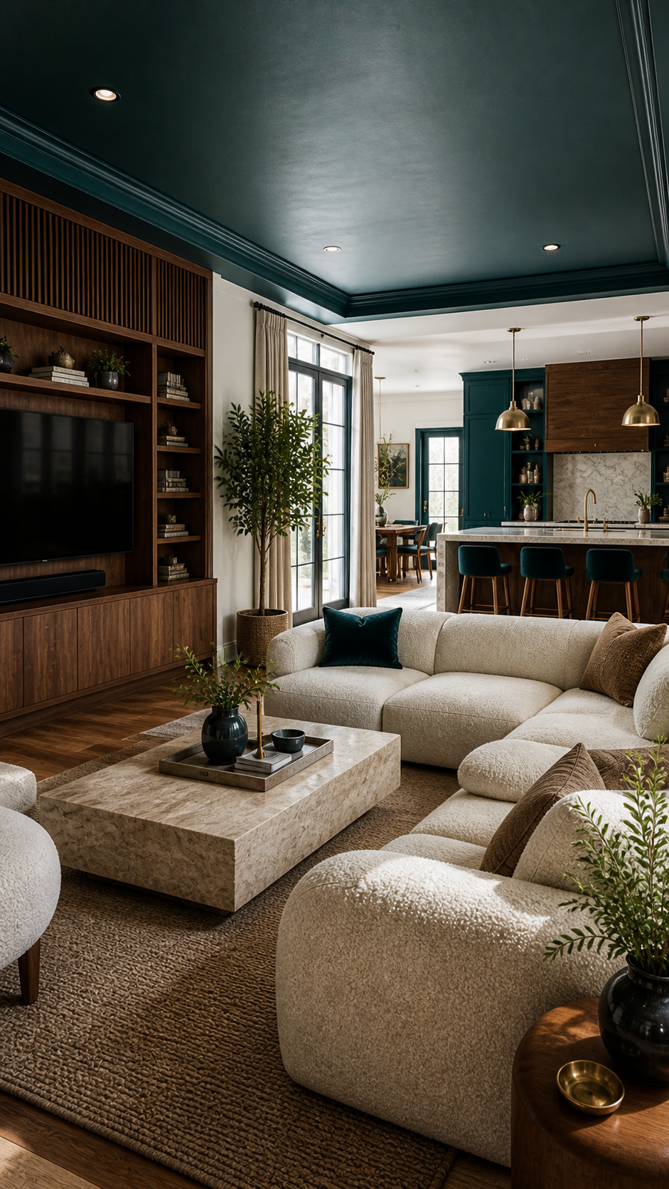 Modern cozy living and kitchen space