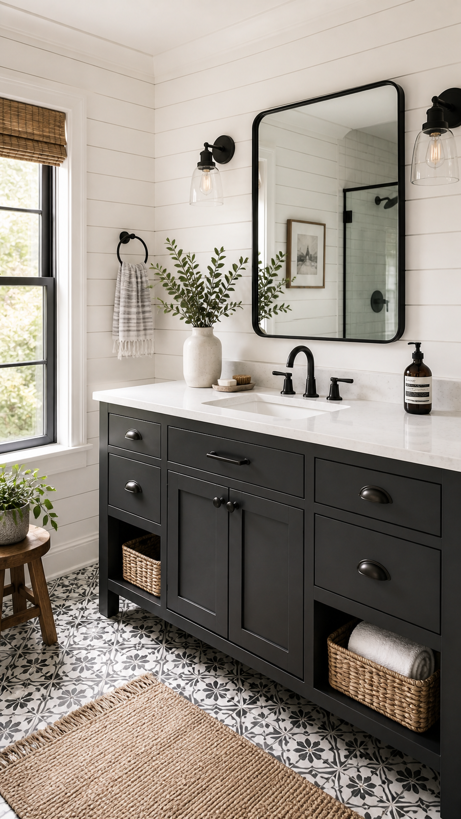 Modern farmhouse bathroom with sleek design