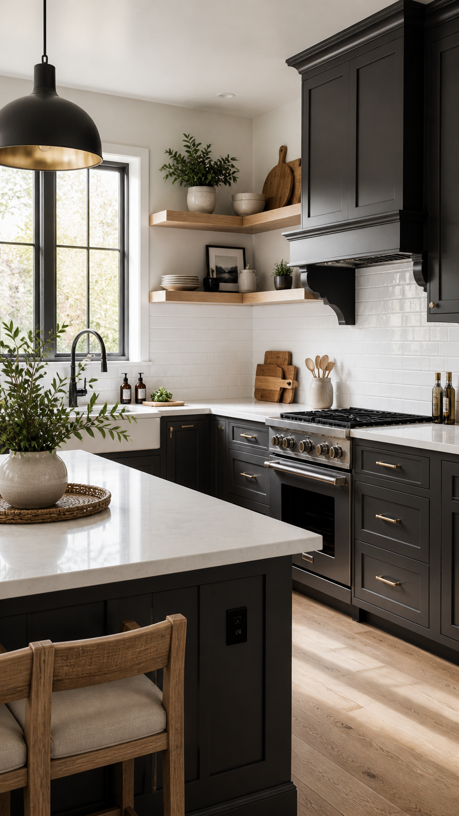 Modern farmhouse kitchen with natural light