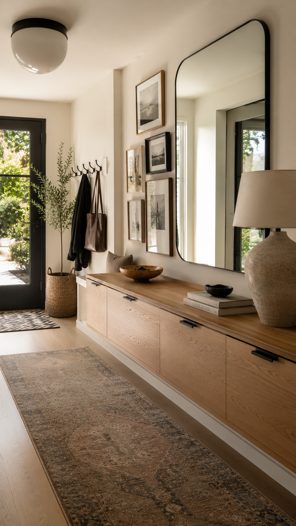Modern foyer with natural elements