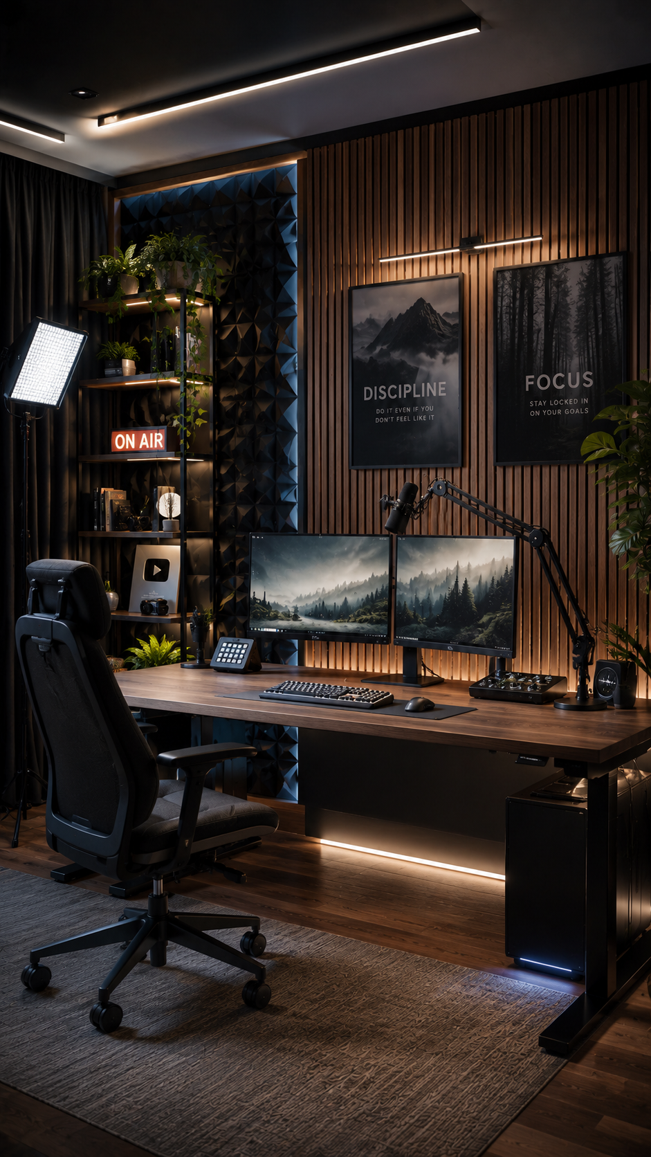 Modern gaming studio with cinematic lighting