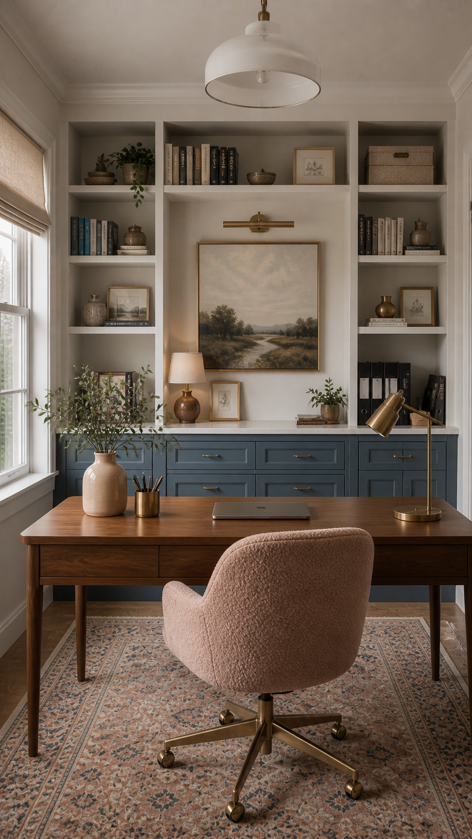 Modern home office with vintage accents