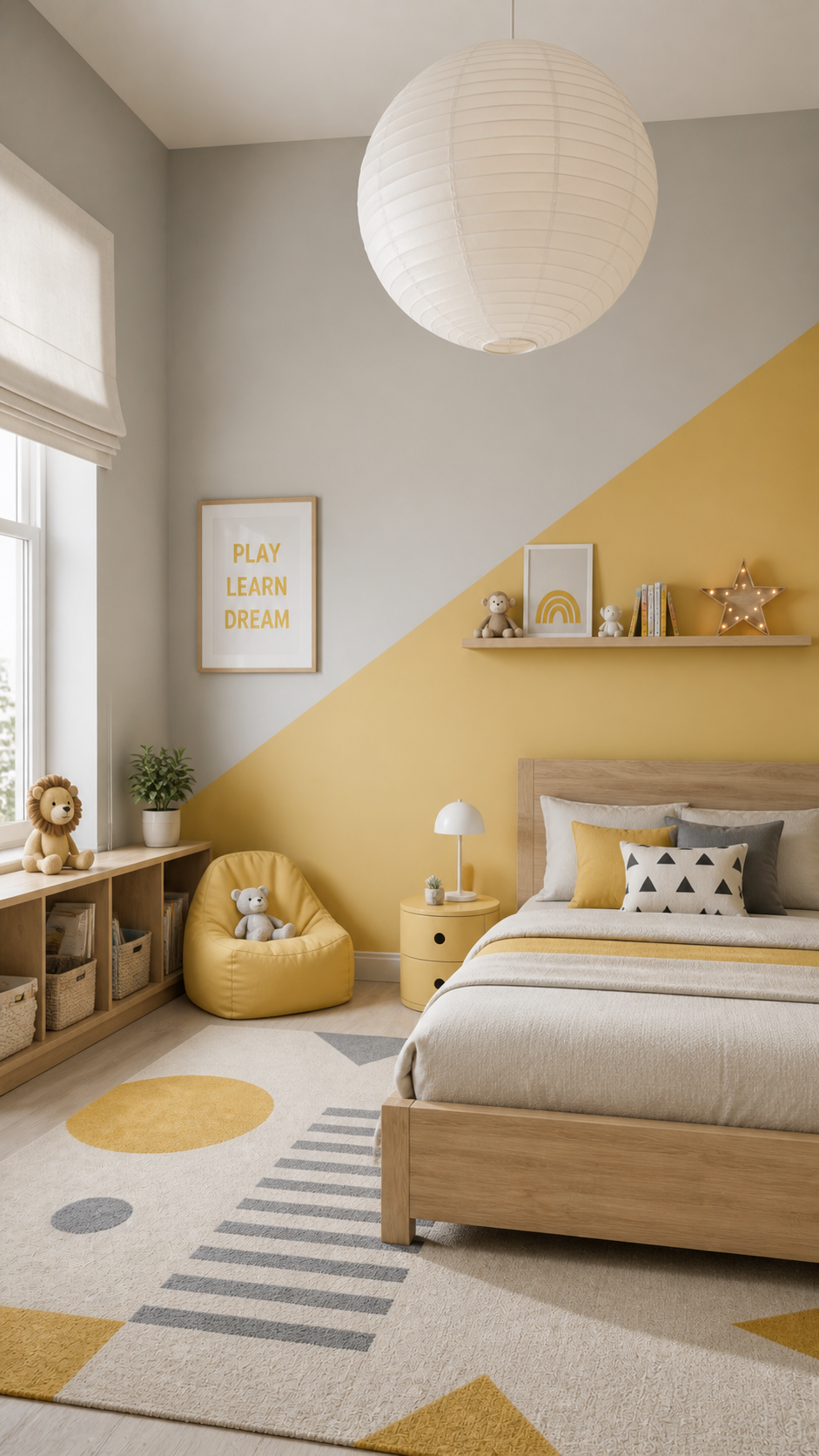 Modern kids' bedroom with cozy accents