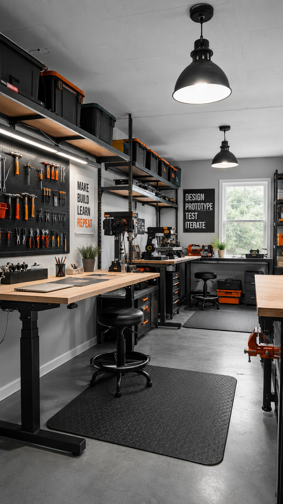 Modern maker space with industrial design