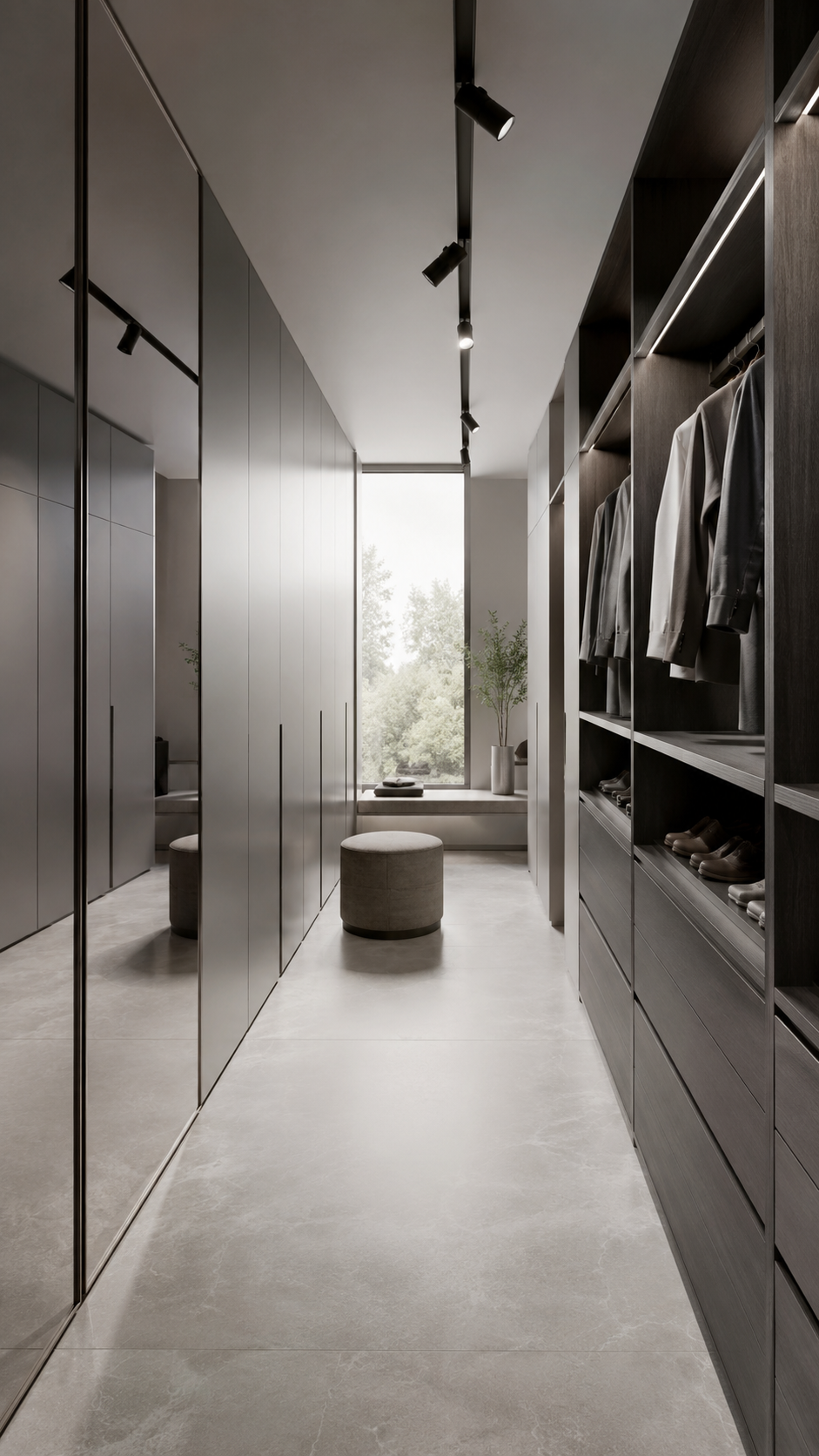 Modern minimalist walk-in closet design