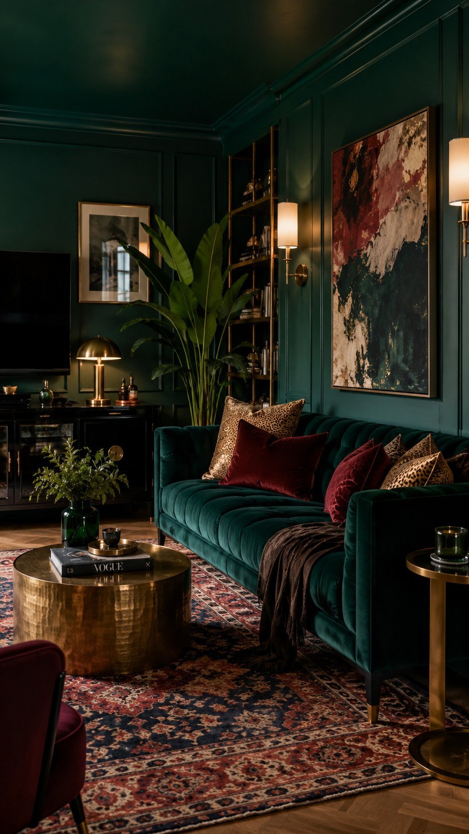 Moody luxe living room design