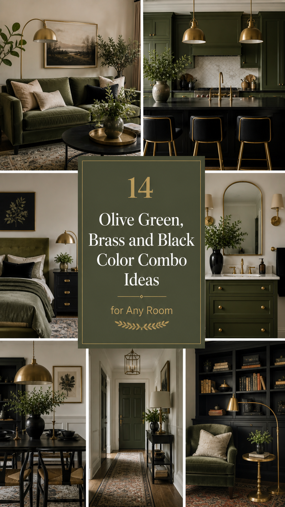 Olive green, brass, and black inspiration