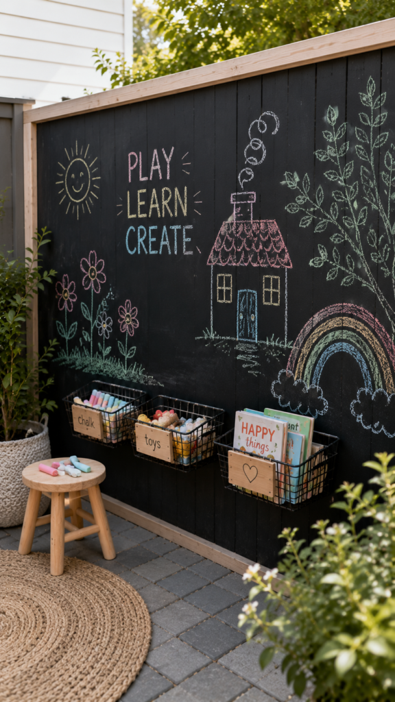 Playful learning corner with chalkboard art