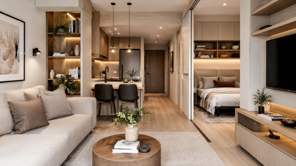 Scandinavian-inspired open-plan living space