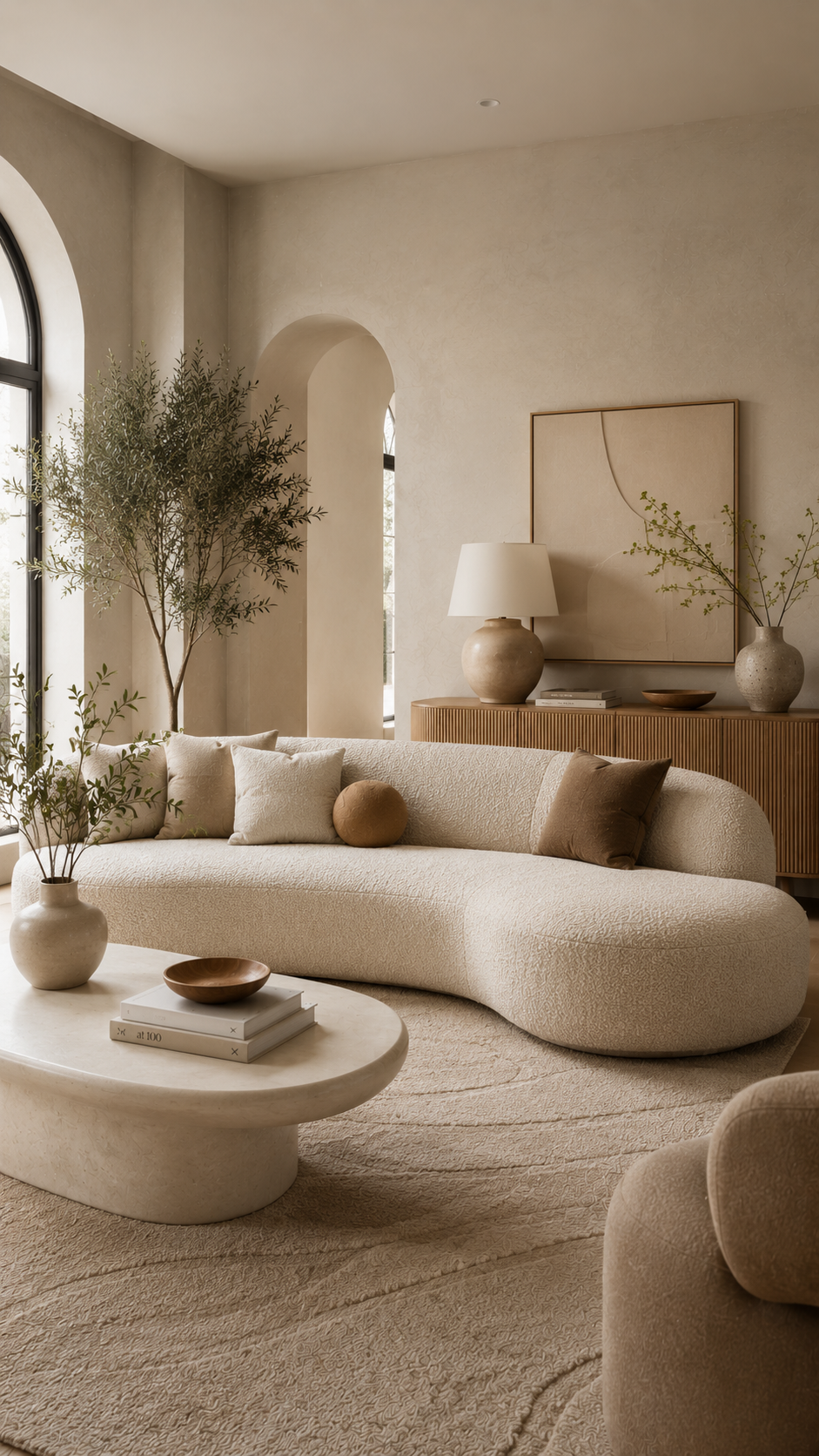 Serene minimal living room retreat