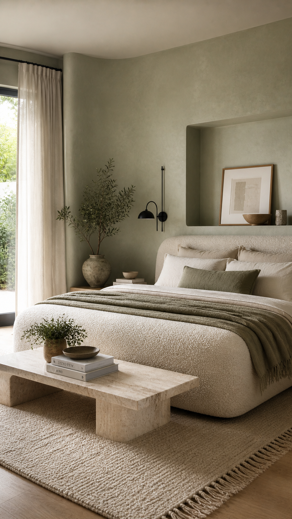 Serene minimalist bedroom with natural light