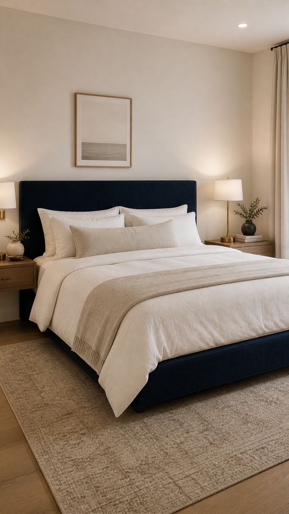 Serene minimalist bedroom with soothing tones