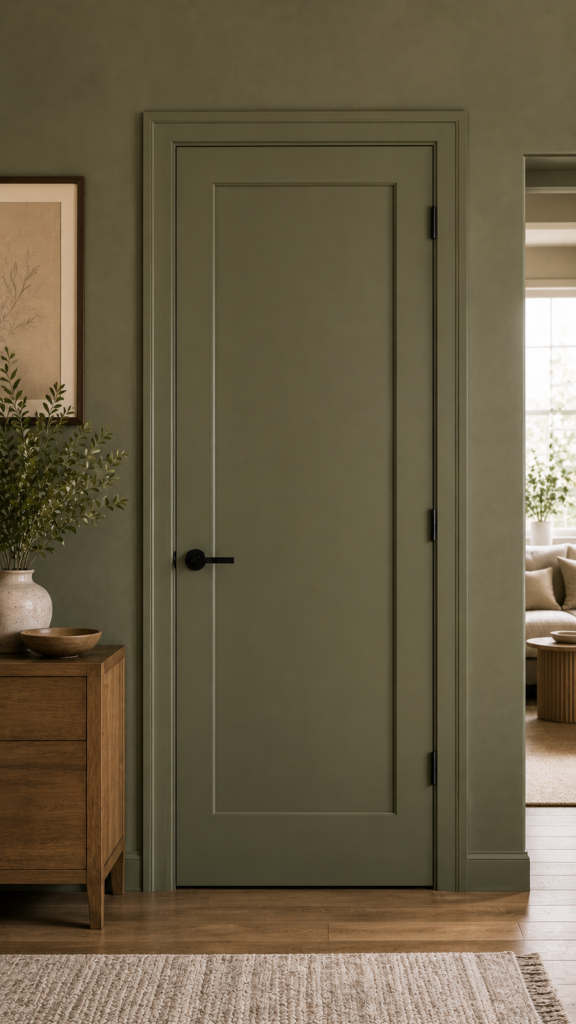 Serene minimalist interior with olive tones