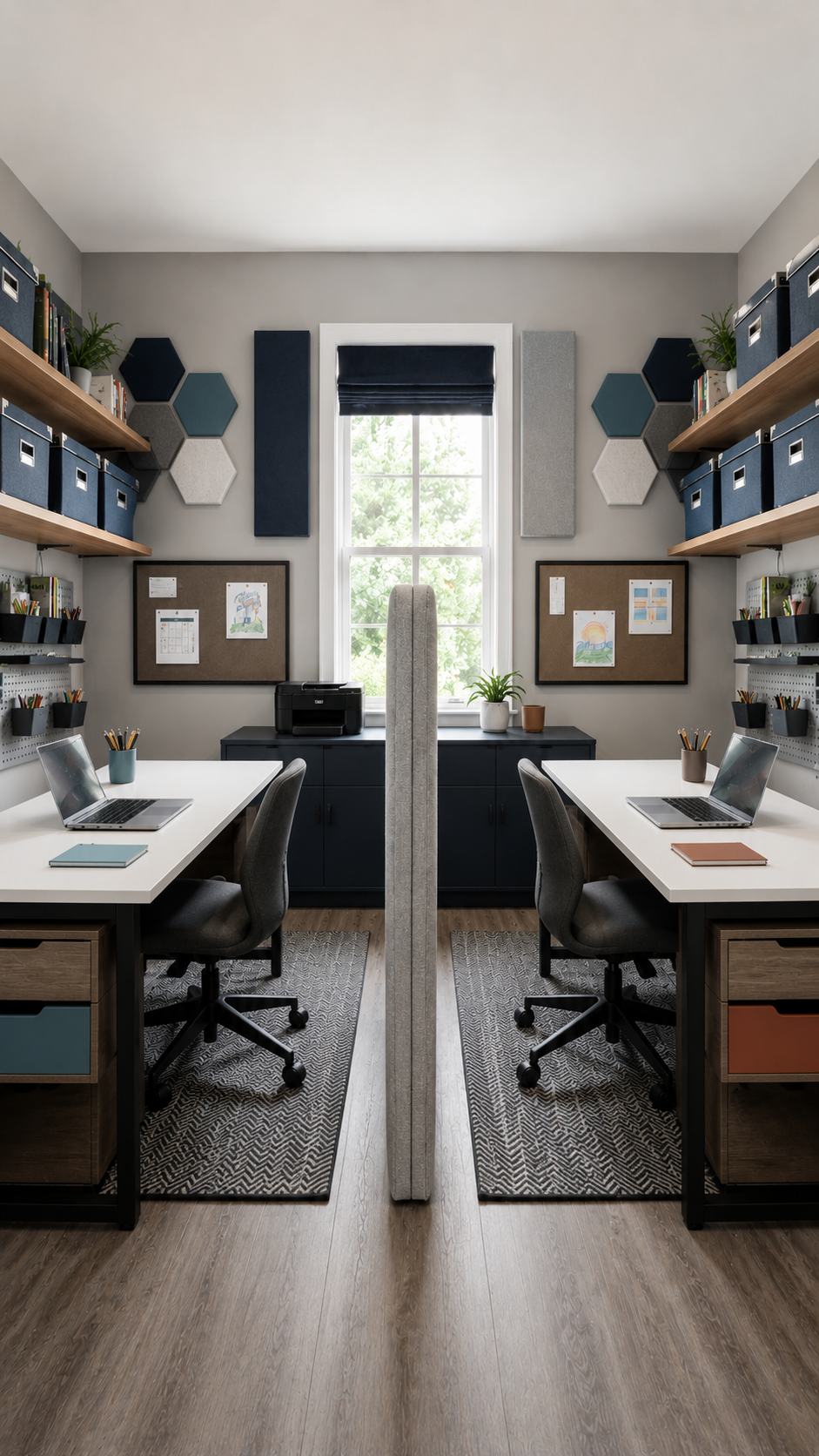 Symmetrical modern home office design