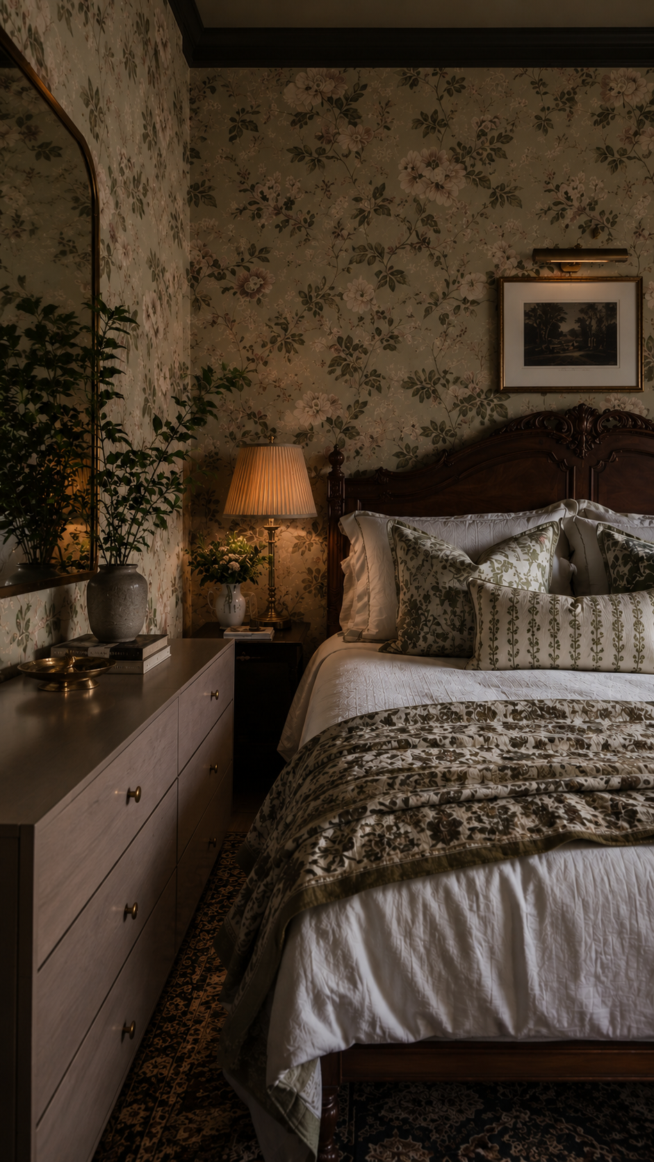 Vintage-inspired cozy bedroom corner