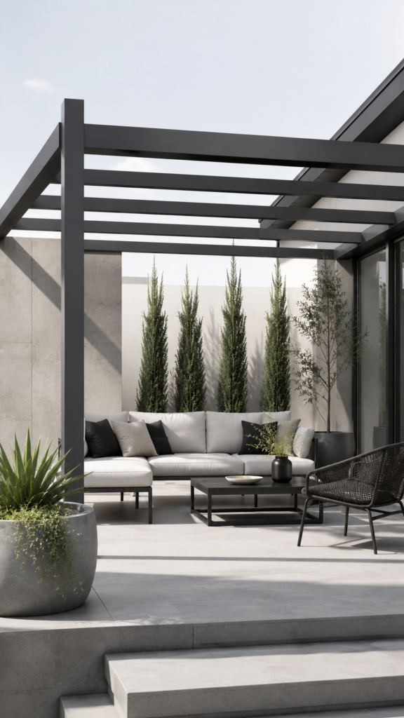 minimalist pergola with open frame design